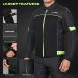Allextreme TRIPPER Bike Rider Jacket Windproof Biker Mesh Fabric Biking Gear with Back Protection Armour for Men - (Neon Green & Black, S)