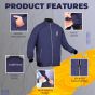 Allextreme GX01 Men's Windcheater with Front Zip Closure Full Sleeve Polyester Windbreaker Sports Winter Jacket for Gym Workout Running Travel Trekking (Size - L, Blue)