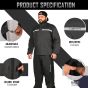 Allextreme Riding Jacket Rain Suit Cover with Pant PU Coated Polyester Fabric Waterproof Biker Rainwear with Full Sleeves for Men's Rider Protection Raincoat (5XL, Black/Grey)
