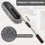 AllExtreme Soft Microfiber Car Duster Brush with Extendable Handle Wet & Dry Scratch Free Surface Cleaner Multipurpose Kitchen Accessory for Dusting Cleaning (Grey, Pack of 1)