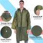 Allextreme EVA Waterproof Rain Coat Hooded Outdoor Water Resistant Suit Portable Men and Women (1 Pc, Olive Green)