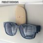 Allextreme PU Leather Sunglasses Holder Eyeglass Clip Spectacle Accessory Goggle Hanger for Car Sun Visor with Magnetic Clip (Beige, Pack of 1)