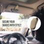 Allextreme PU Leather Sunglasses Holder Eyeglass Clip Spectacle Accessory Goggle Hanger for Car Sun Visor with Magnetic Clip (Beige, Pack of 1)