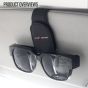 Allextreme PU Leather Sunglasses Holder Eyeglass Clip Spectacle Accessory Goggle Hanger for Car Sun Visor with Magnetic Clip (Black, Pack of 1)