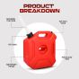 Allextreme 5L Jerry Can 1.3 Gallon Temperature Resistant UTV Gas Cans with Spout System and Lock Antistatic Portable Fuel Container for Bike ATV Car (Red, Pack of 1)