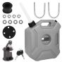 Allextreme 5L Jerry Can 1.3 Gallon Temperature Resistant UTV Gas Cans with Spout System and Lock Antistatic Portable Fuel Container for Bike ATV Car (Silver, Pack of 1)
