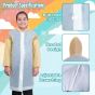 Allextreme EVA Kids Hooded Raincoat for 10 to 14 Years Water Resistant Full-Sleeve Poncho with Adjustable Hood Drawstring Full Length Rainwear Boys & Girls (1 Pc, Yellow & White)