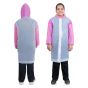 Allextreme EVA Kids Hooded Raincoat for 10 to 14 Years Water Resistant Full-Sleeve Poncho with Adjustable Hood Drawstring Full Length Rainwear Boys & Girls (1 Pc, Pink & White)