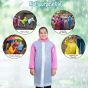 Allextreme EVA Kids Hooded Raincoat for 10 to 14 Years Water Resistant Full-Sleeve Poncho with Adjustable Hood Drawstring Full Length Rainwear Boys & Girls (1 Pc, Pink & White)