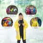 Allextreme Raincoat for Kids 11-12 Years Long Rain Jacket Boys Girls Rainsuit Waterproof Children Rainwear with Hood School Bag Cover & Carry Pouch (1Pc, 3XL, Unicorn Print, Yellow)