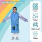 Allextreme Raincoat for Kids 8-10 Years Long Rain Jacket Boys Girls Rainsuit Waterproof Children Rainwear with Hood School Bag Cover & Carry Pouch (1Pc, 2XL, Dino Print, Sky Blue)