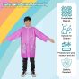 Allextreme Raincoat for Kids 6-7 Years Long Rain Jacket Boys Girls Rainsuit Waterproof Children Rainwear with Hood School Bag Cover & Carry Pouch (1Pc, XL, Unicorn Print, Light Pink)