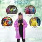 Allextreme Raincoat for Kids 6-7 Years Long Rain Jacket Boys Girls Rainsuit Waterproof Children Rainwear with Hood School Bag Cover & Carry Pouch (1Pc, XL, Unicorn Print, Light Pink)