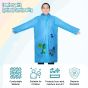 Allextreme Raincoat for Kids 11-12 Years Long Rain Jacket Boys Girls Rainsuit Waterproof Children Rainwear with Hood School Bag Cover & Carry Pouch (Pack of 1, 3XL, Dino Print, Blue)