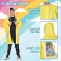 Allextreme Raincoat for Kids 6-7 Years Long Rain Jacket Boys Girls Rainsuit Waterproof Children Rainwear with Hood School Bag Cover & Carry Pouch (1Pc, XL, Unicorn Print, Yellow)
