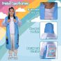 Allextreme Raincoat for Kids 13-15 Years Long Rain Jacket Boys Girls Rainsuit Waterproof Children Rainwear with Hood School Bag Cover & Carry Pouch (1Pc, 4XL, Dino Print, Sky Blue)