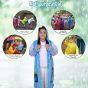 Allextreme Raincoat for Kids 13-15 Years Long Rain Jacket Boys Girls Rainsuit Waterproof Children Rainwear with Hood School Bag Cover & Carry Pouch (1Pc, 4XL, Dino Print, Sky Blue)