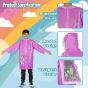 Allextreme Raincoat for Kids 11-12 Years Long Rain Jacket Boys Girls Rainsuit Waterproof Children Rainwear with Hood School Bag Cover & Carry Pouch (1Pc, 3XL, Unicorn Print, Light Pink)