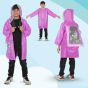 Allextreme Raincoat for Kids 11-12 Years Long Rain Jacket Boys Girls Rainsuit Waterproof Children Rainwear with Hood School Bag Cover & Carry Pouch (1Pc, 3XL, Unicorn Print, Light Pink)