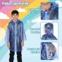 Allextreme Raincoat for Kids 13-15 Years Long Rain Jacket Boys Girls Rainsuit Waterproof Children Rainwear with Hood School Bag Cover & Carry Pouch (Pack of 1, 4XL, Blue)