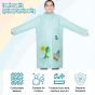 Allextreme Raincoat for Kids 13-15 Years Long Rain Jacket Boys Girls Rainsuit Waterproof Children Rainwear with Hood School Bag Cover & Carry Pouch (Pack of 1, 4XL, Dino Print, Aquamarine)