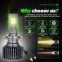 Allextreme Hyperdrive H7 200W LED Headlight Conversion Kit with 22000LM Ultra Bright Beam Fog Light Chip IP68 Waterproof Easy Install 4300K Car Headlamp Bulbs for Automobiles (2Pcs, Warm Yellow)