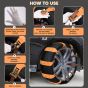 AllExtreme 14.5” Anti-Slip Car Tyre Chain Universal Emergency 5 Nail Anti-Skid Belt Snow & Off-Roading Traction Parts with Storage Bag Chain Hooks and Gloves for Cars SUV Bike (Orange, Pack of 10)