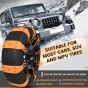 AllExtreme 14.5” Anti-Slip Car Tyre Chain Universal Emergency 5 Nail Anti-Skid Belt Snow & Off-Roading Traction Parts with Storage Bag Chain Hooks and Gloves for Cars SUV Bike (Orange, Pack of 10)