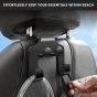 Allextreme Car Backseat Headrest Hook Storage Hanger Universal Durable Organiser Space Saver with Mobile Phone Holder for Handbag Purse Grocery Bags (Pack of 1, Black)