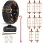 Allextreme 18"Anti-Slip Car Tyre Chain Universal Emergency 3 Chains Anti-Skid Belt Snow & Off-Roading Traction Parts with Storage Bag Chain Hooks and Gloves for Cars SUV Bike (Set of 8, Brown)