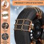 Allextreme 18"Anti-Slip Car Tyre Chain Universal Emergency 3 Chains Anti-Skid Belt Snow & Off-Roading Traction Parts with Storage Bag Chain Hooks and Gloves for Cars SUV Bike (Set of 8, Brown)