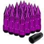 AllExtreme M12x1.5mm Wheel Nuts Close End Steel Aluminum Alloy Extended Lug Nut Set with Spike & Key for Cars Wheels Tyres (20Pcs, Purple Colour)