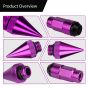 AllExtreme M12x1.5mm Wheel Nuts Close End Steel Aluminum Alloy Extended Lug Nut Set with Spike & Key for Cars Wheels Tyres (20Pcs, Purple Colour)
