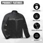 AllExtreme Denim Bike Riding Jacket CE Level 2 Protector Racer Armour with Night Visibility Sticker Shoulder Back Elbow Protection Abrasion Resistance Motorcycle Biker Gear for Men (Small, Black)