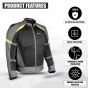 Allextreme SNOWSTORM Bike Riding Jacket CE Level 2 Certified Armour Protector Back Elbows Shoulders Protection Mesh Fabric Motorcycle Rider Gear for Bikers (5XL, Black & Green)