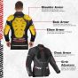 Allextreme RALLY Unisex Motorcycle Riding Jacket Polyester and Mesh Fabric with Back Elbow Shoulder CE Level 2 Certified Armour Chest Protection for Bikers (M, Black)