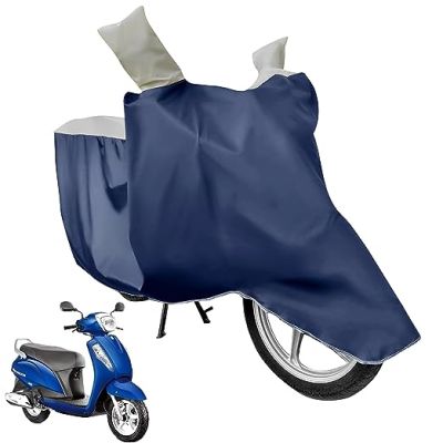Allextreme M-7015 Full Bike Body Cover Water Resistant Dustproof Rustproof UV Protection Cover Compatible for Splendor Platina Deluxe and Upto Pulsar 180cc Size (Navy Blue & White, Medium)