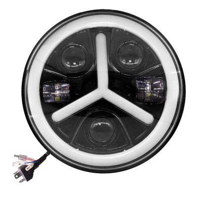 Allextreme EX7WYP1 7 Inch Full Ring Round LED Headlight with Hi/Low Beam White & Yellow Angel Eye Lamp Compatible with Bullet, Harley Davidson Jeep Wrangler (75W, Pack of 1)
