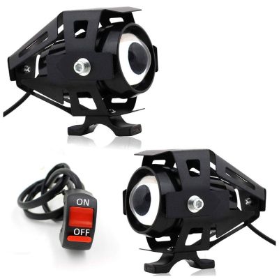 AllExtreme EXU5FB2U5 CREE LED Driving Full Black Fog Light in Aluminum Body with Switch and Mounting Brackets for All Motorcycles and Cars (10W, White Light, 2 PCS)