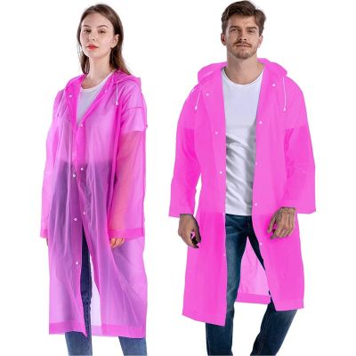 Allextreme EVA Waterproof Unisex Rain Coat Hooded Full Sleeves Outdoor Men, Women, Boys & Girls Rainwear Poncho Raincoat for Camping, Hiking & Travelling (1 Pc, Pink)
