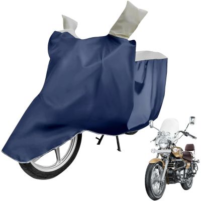 Allextreme XL-7015 Universal Full Bike Body Cover Water Resistant Dustproof Rustproof Two Wheeler Body Cover for Indoor Outdoor Protection (Navy Blue & White, X-Large)
