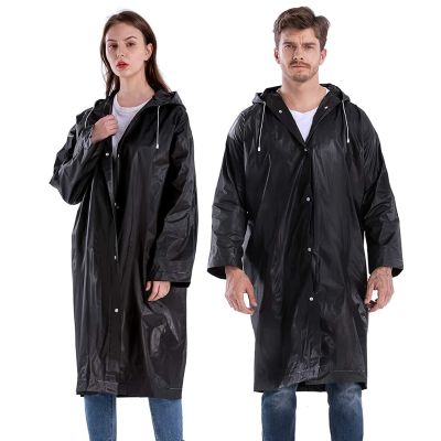 Allextreme EVA Waterproof Unisex Rain Coat Hooded Full Sleeves Outdoor Men, Women, Boys & Girls Rainwear Poncho Raincoat for Camping, Hiking & Travelling (1 Pc, Black)