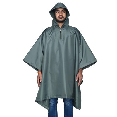 Allextreme Poncho Raincoat Hooded Waterproof Rainwear Adult Lightweight Unisex Cape for Hiking Camping Emergency- Green