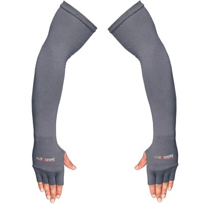 Allextreme Full Arm Sleeves with Thumb for Riders UV Sun Protection Sweat Absorbing Quick Dry Hand Cover for Men & Women Sport Biking Hiking Cycling Running Protective Bike Riding Gear (Grey, 1 Pair)