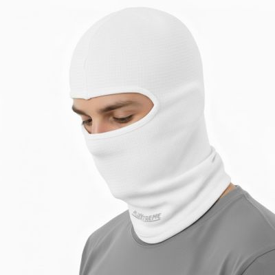 Allextreme Full Face Mask for Riders Anti-Pollution UV Sun Protection Pin Mesh Balaclava Neck Cover Bandana Helmet Liner for Men & Women Biker Hiking Cycling Protective Bike Riding Gear (White)
