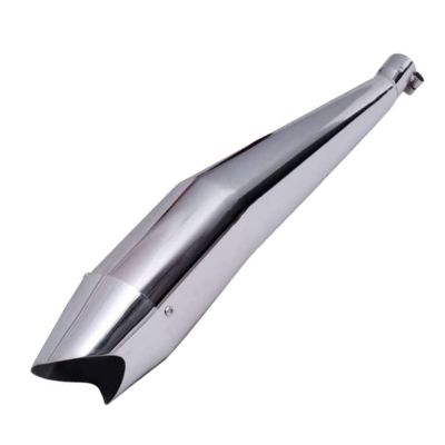 AllExtreme EX097 Black Tail Dolphin Silencer with Glasswool Compatible for BS3 and BS4 Model Royal Enfield Bullet 350cc and 500cc (Chrome with Black Tail)