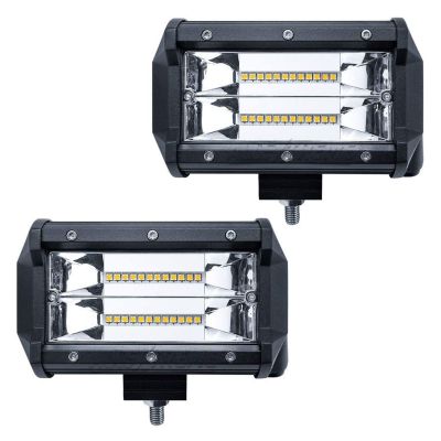 AllExtreme EX7IW2P 7 Inch CREE Led Fog Light 24 LED Waterproof Cube Pod Spot Lamp with Mounting Brackets for Cars and Motorcycle (72W, White Light, 2 PCS)