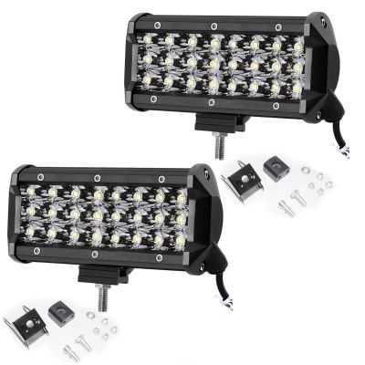 Allextreme EX24FW2 24 LED Fog Light Bar 7.5 Inch Waterproof Spot Beam Cube Worklight with Mounting Bracket for Motorcycles and Cars (72W, White Light, 2 PCS)
