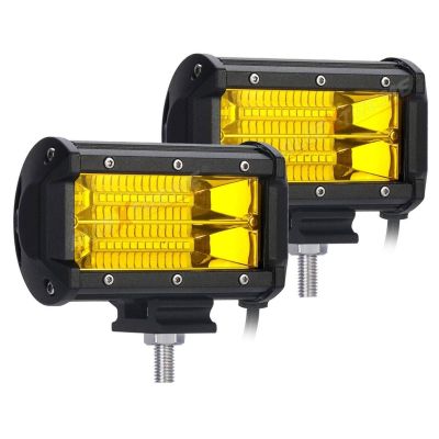Allextreme EX7IY2P 7 Inch 24 LED Projector Fog Light Auxiliary Spot LED Light Off-Road Driving Lamp for Motorcycle and Cars (72W, Yellow Light, 2 PCS)