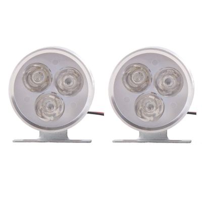 Allextreme EX3LLW2 3 LED Round Multicolor Strobe LED Light Police Warning Flash Lamp for Bike, Car, Motorcycle, and SUV (5W, White, 2 PCS)
